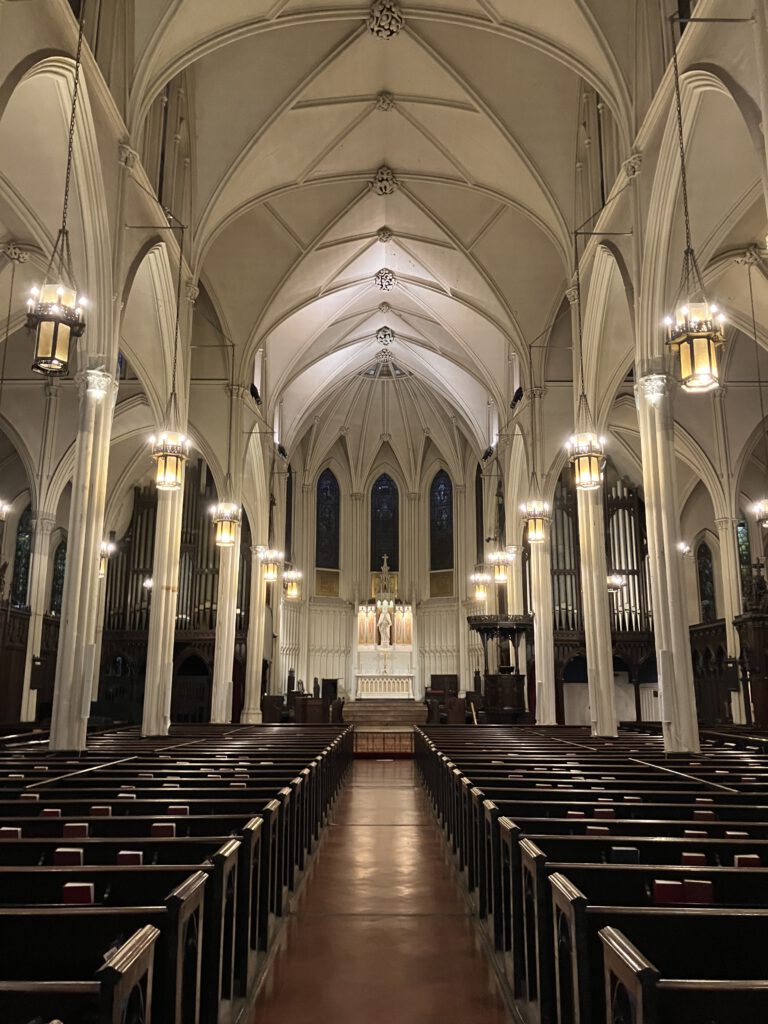 Interior view (looking East) of Calvary Church, Manhattan.