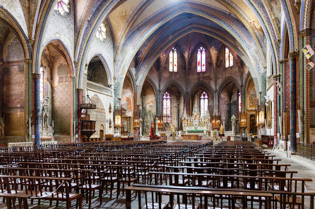 Interior of Mirepoix Cathedral, looking towards the altar.